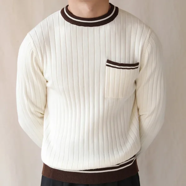 Round Neck Striped Pullover Knitted Sweater P0023 - Image 4