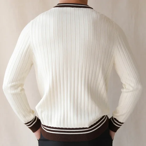 Round Neck Striped Pullover Knitted Sweater P0023 - Image 5