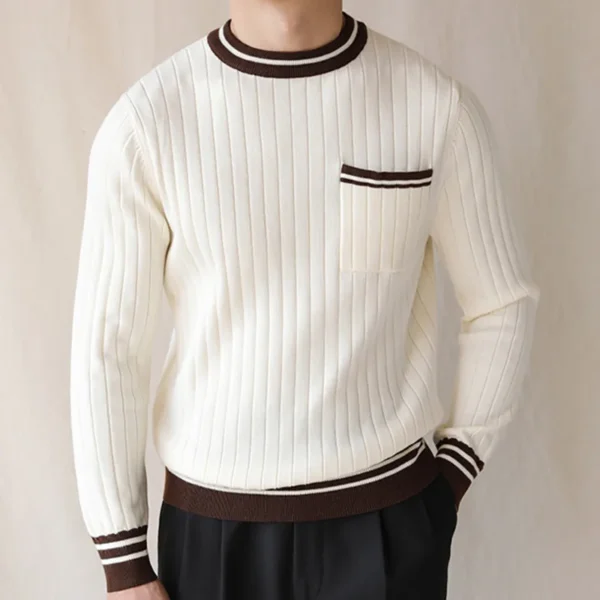Round Neck Striped Pullover Knitted Sweater P0023