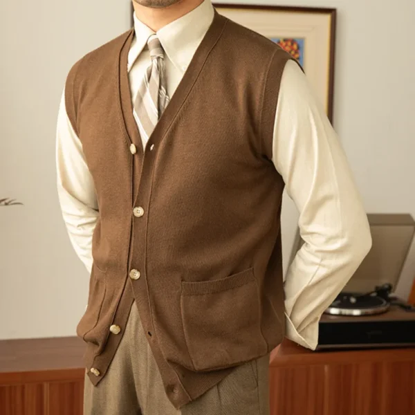 Men Knit Cardigan Vest P0013 - Image 5