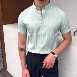 Men Short Sleeve Striped Shirt P0130