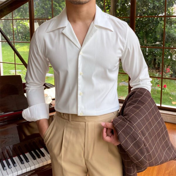 Cuban Collar Shirt Men P0127 - Image 5
