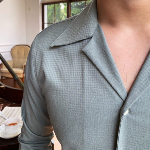 Cuban Collar Shirt Men P0127 - Image 3