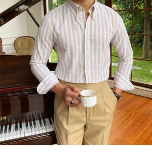 Stripe Shirt Long Sleeve Casual Shirt Men P0128