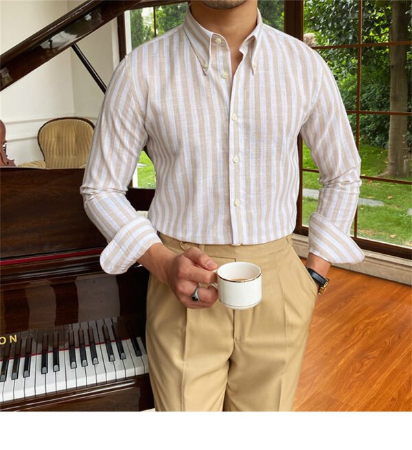 Stripe Shirt Long Sleeve Casual Shirt Men P0128
