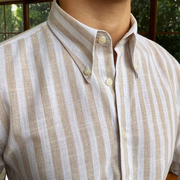 Stripe Shirt Long Sleeve Casual Shirt Men P0128 - Image 3