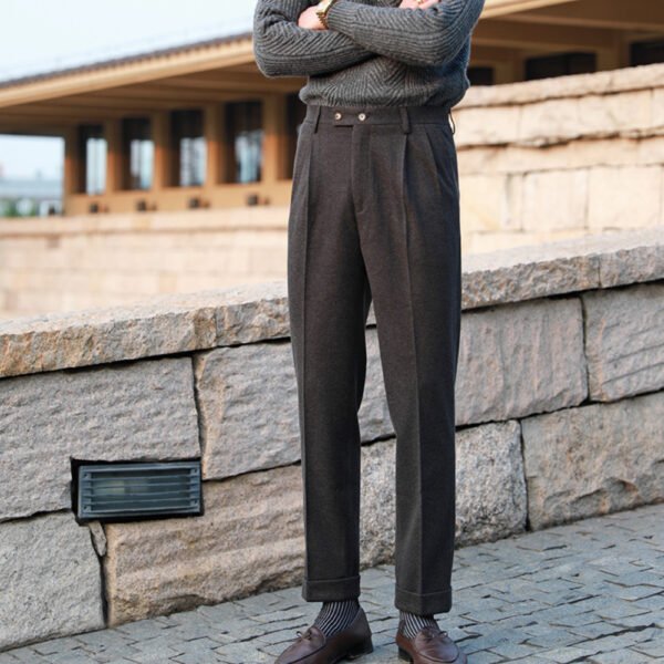 Wool Blend Straight Men Dress Suit Pant P0121 - Image 4