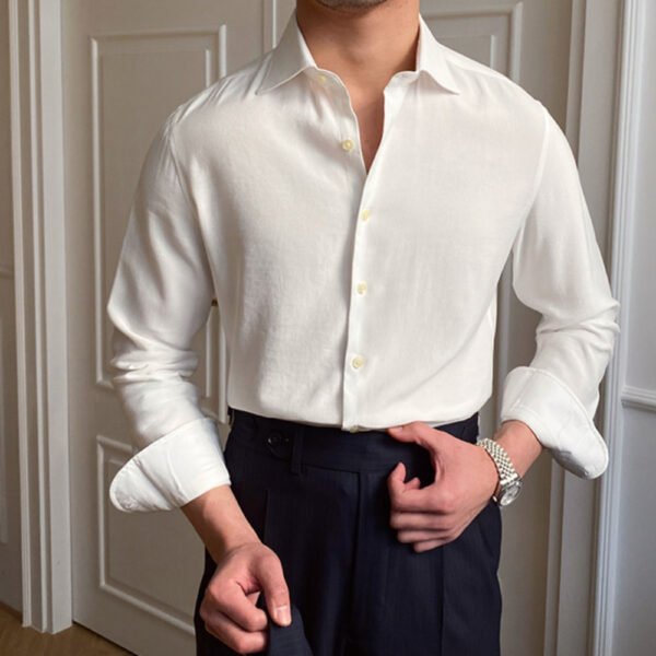 Korean Business Slim Long Sleeve Shirt P0116 - Image 2
