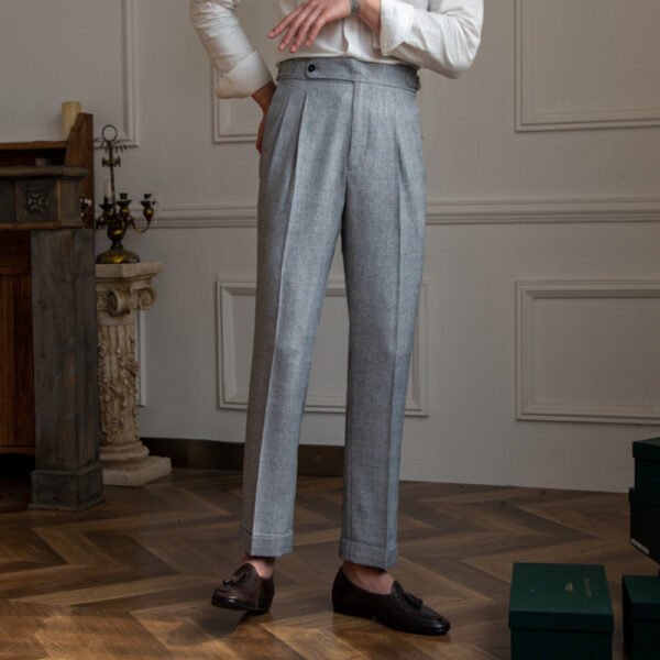 High-waist Trousers Men's Trendy Gray Pant P0111 - Image 3