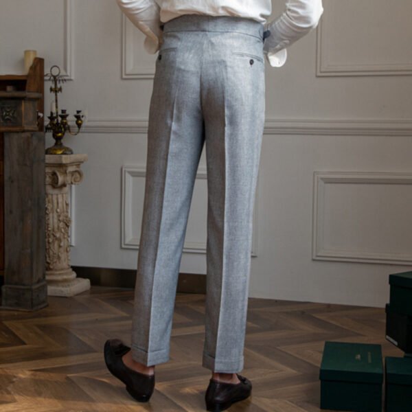 High-waist Trousers Men's Trendy Gray Pant P0111 - Image 5