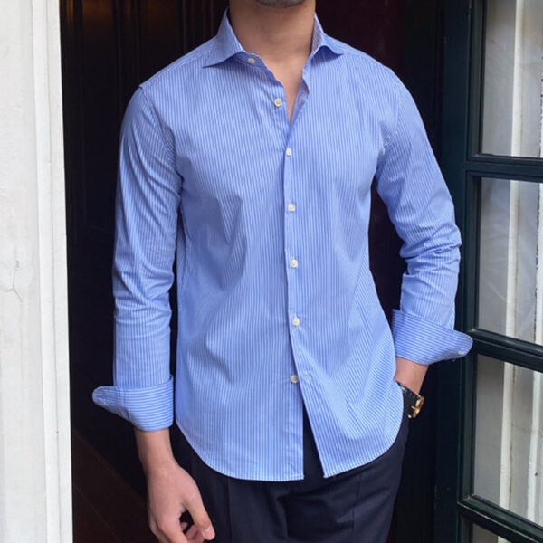 Long Sleeve Slim Tuxedo Stripe Shirt P0108 - Image 4