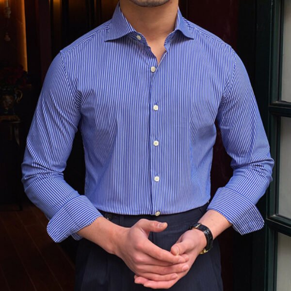 Long Sleeve Slim Tuxedo Stripe Shirt P0108 - Image 2