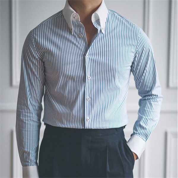 Casual Stripe Shirt Retro Shirt P0099 - Image 2