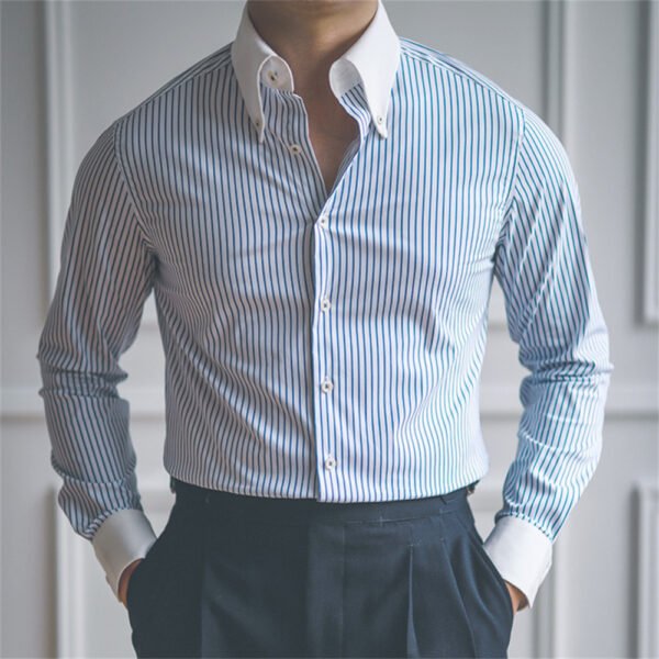 Casual Stripe Shirt Retro Shirt P0099