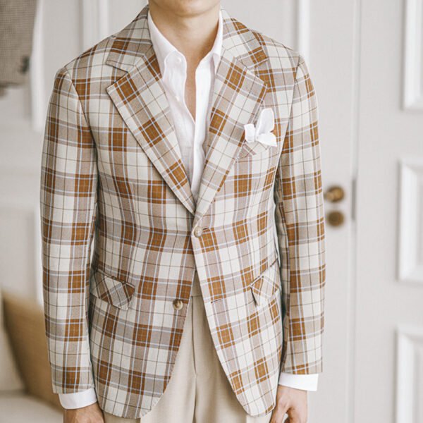 British Gentleman Business Lattice Blazer P0093 - Image 5