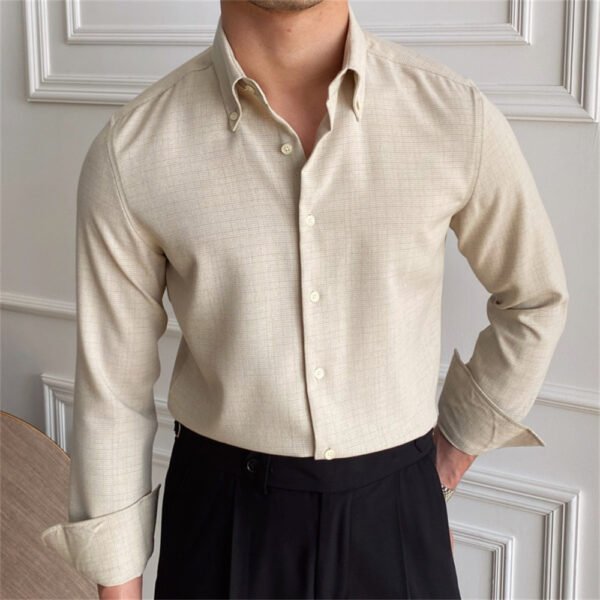 Business Lattice Shirt Long Sleeve P0089 - Image 2