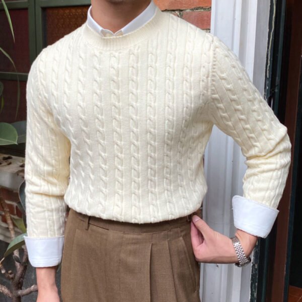 Round Neck Jacquard Long Sleeve Sweater P0082