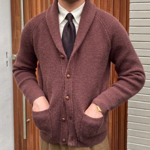 Lapel Single Breasted Sweater Knitting Cardigan P0083 - Image 2