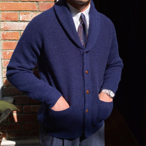 Lapel Single Breasted Sweater Knitting Cardigan P0083 - Image 5