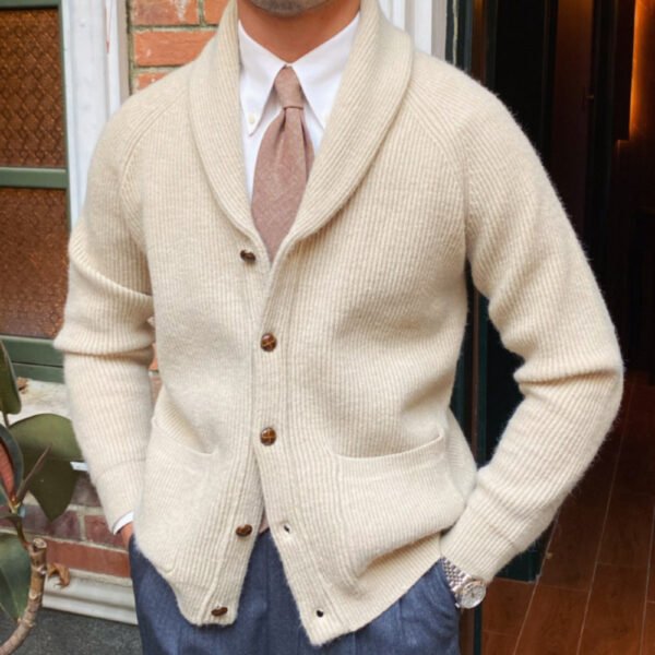 Lapel Single Breasted Sweater Knitting Cardigan P0083 - Image 4