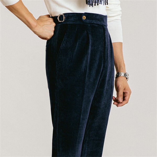 Corduroy Trousers Pant For Men High Waist Office Dress Trouser P0077 - Image 4