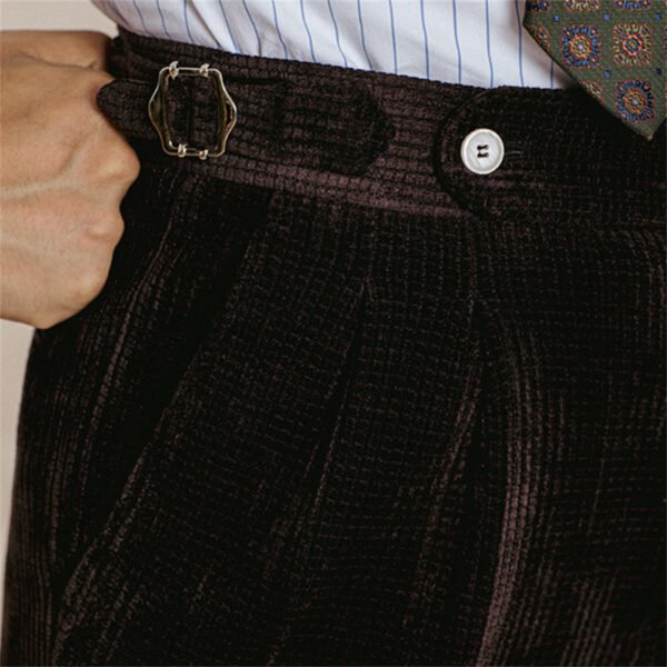 Corduroy Trousers Pant For Men High Waist Office Dress Trouser P0077 - Image 6