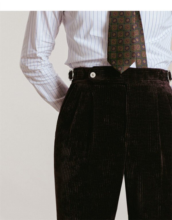 Corduroy Trousers Pant For Men High Waist Office Dress Trouser P0077 - Image 5