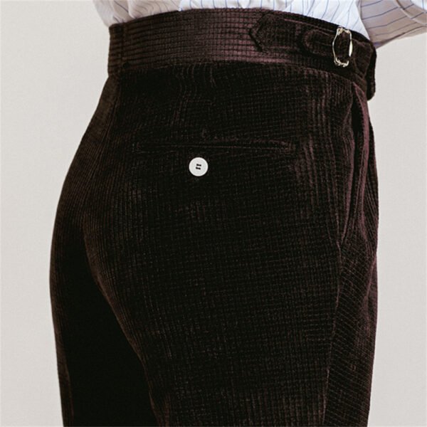 Corduroy Trousers Pant For Men High Waist Office Dress Trouser P0077 - Image 3