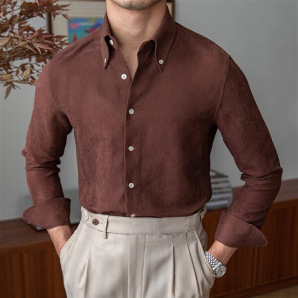 Men Business Solid Color Shirt Long Sleeve P0076 - Image 2
