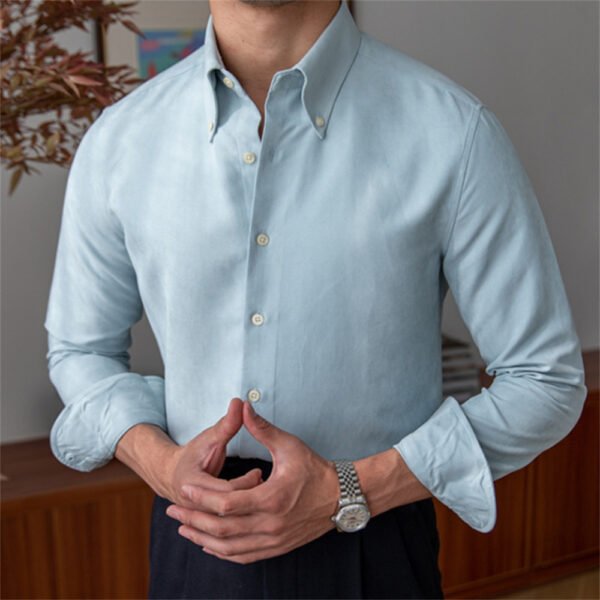 Men Business Solid Color Shirt Long Sleeve P0076 - Image 5