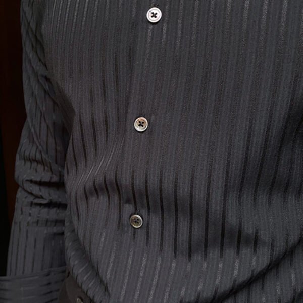 Pointed Collar Striped Long-sleeved Shirt P0070 - Image 6