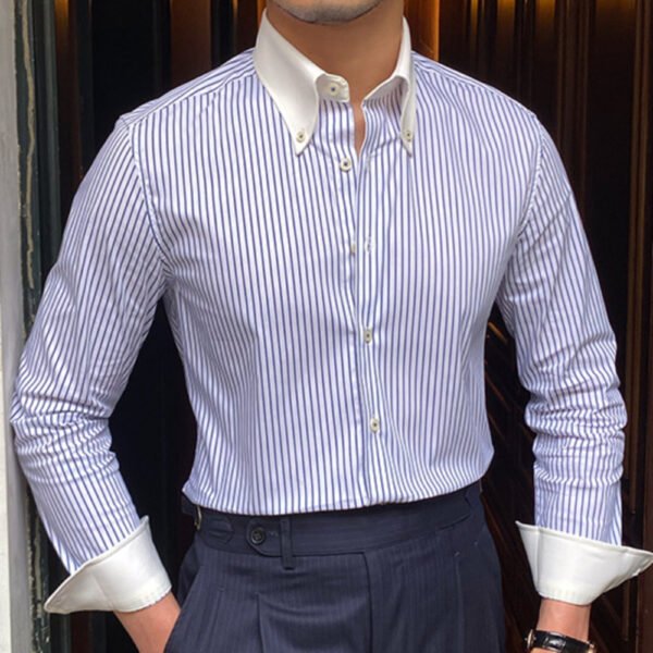 Stripes Button Long Sleeve Shirt P0069 - Image 2