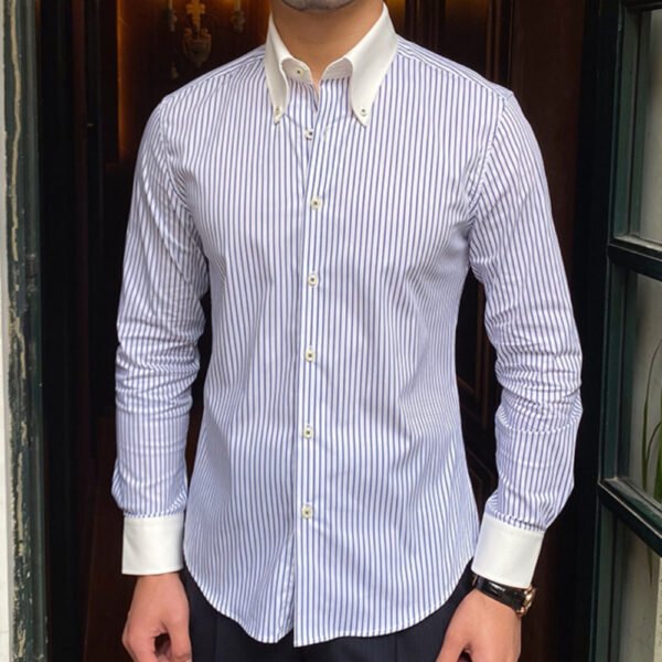 Stripes Button Long Sleeve Shirt P0069 - Image 4