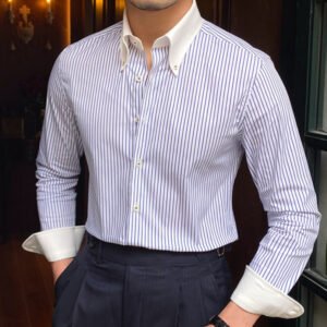 Stripes Button Long Sleeve Shirt P0069
