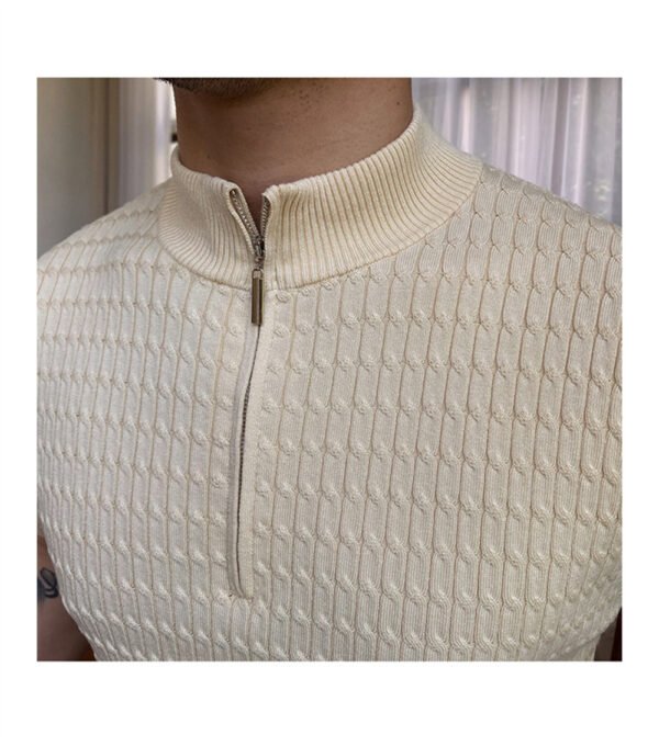 Knitted Short Sleeved Zipper Men P0068 - Image 6
