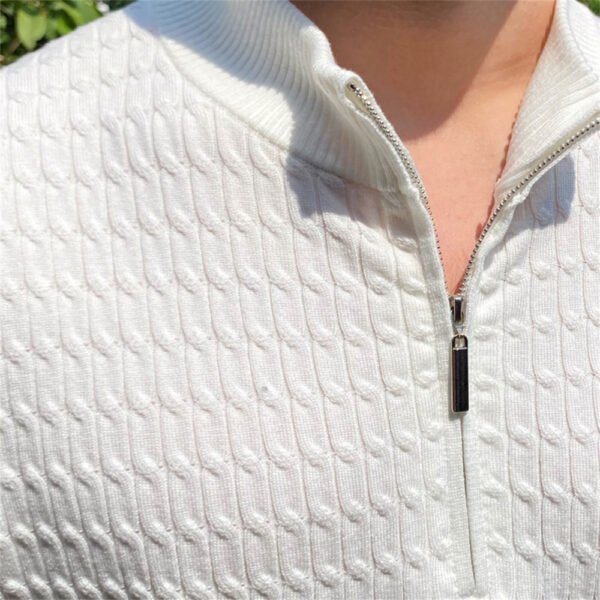 Knitted Short Sleeved Zipper Men P0068 - Image 5