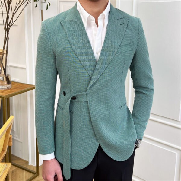 Retro Lattice Men Blazer P0063 - Image 4