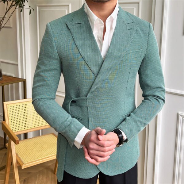 Retro Lattice Men Blazer P0063 - Image 5