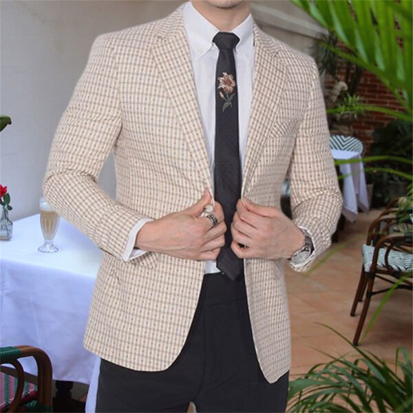 Plaid Blazer Men Wedding Business Suit Jacket P0135 - Image 4