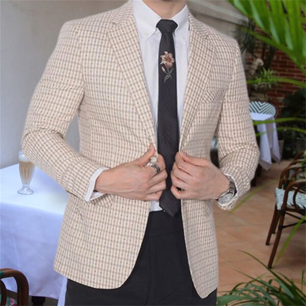 Plaid Blazer Men Wedding Business Suit Jacket P0135