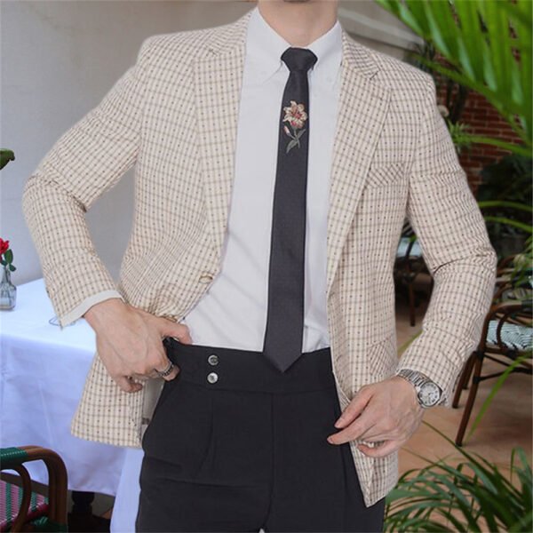 Plaid Blazer Men Wedding Business Suit Jacket P0135 - Image 2