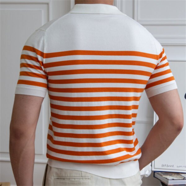 Contrasting Stripes Casual Slim Lapel Polo P0137 - Image 4