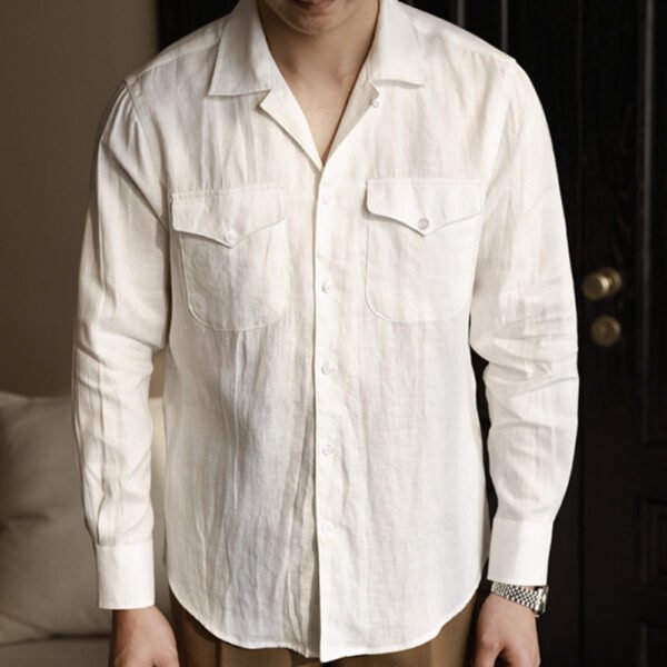 Cuba Collar Linen Thin Long Sleeve Shirt P0142 - Image 6