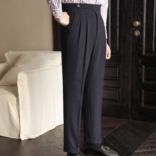 Navy Blue High Waist Straight Pants P0145 - Image 6