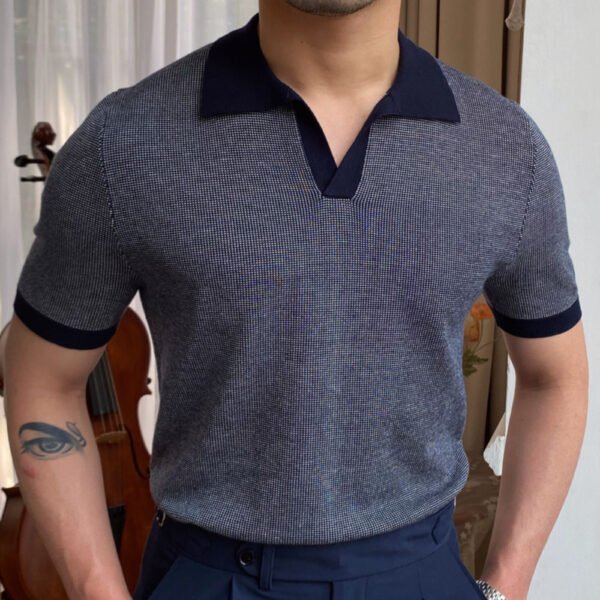 Contrast Stitching Lapel T-shirt Polo P0146