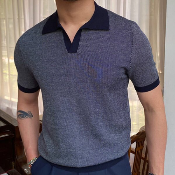 Contrast Stitching Lapel T-shirt Polo P0146 - Image 5