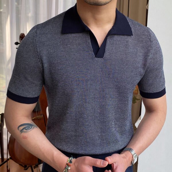 Contrast Stitching Lapel T-shirt Polo P0146 - Image 6