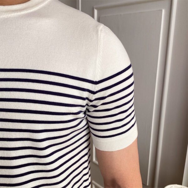 Splicing Striped Tee Shirt Men Short Sleeve P0150 - Image 6