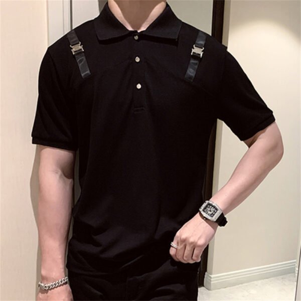 Personalized Shoulder Strap Decorate Polo T-shirt P0151 - Image 3