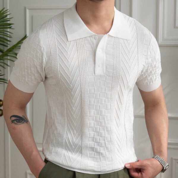 Jacquard Lapel Solid Color Short-sleeved T-shirt Polo P0160 - Image 2